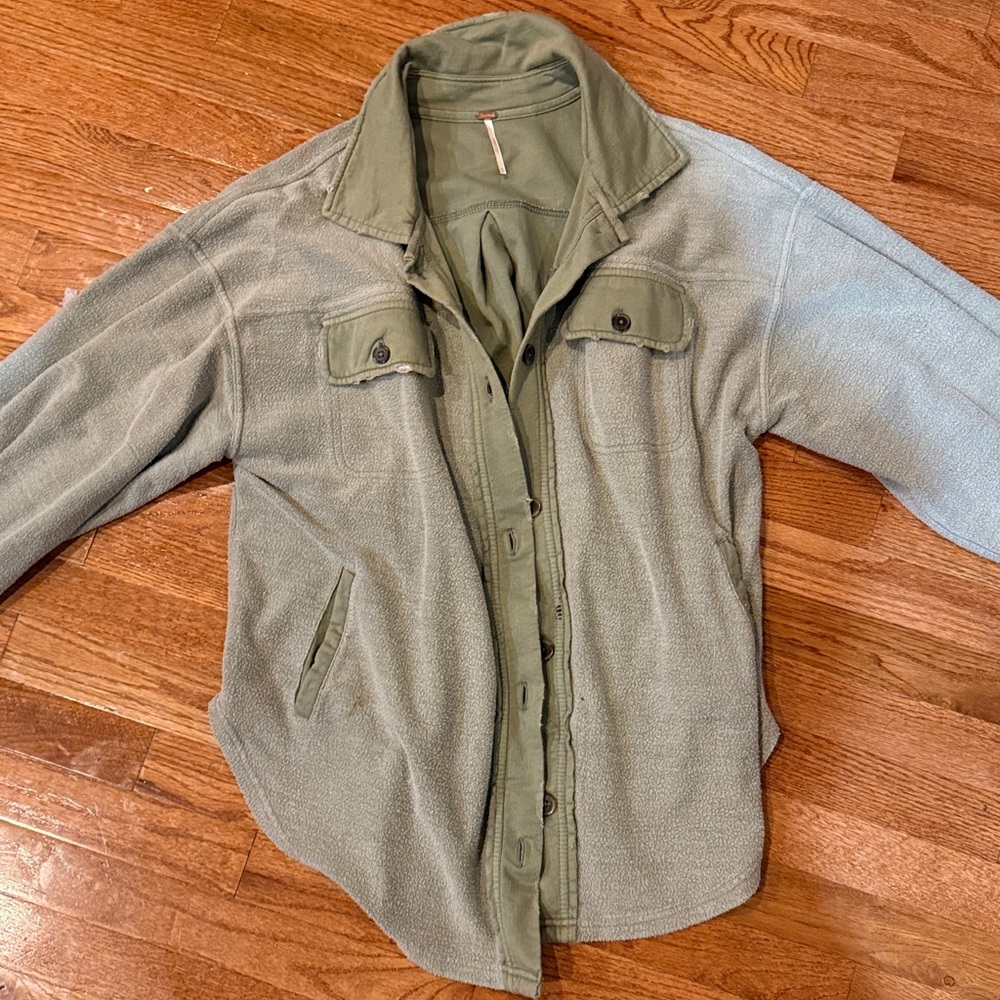 Free People Green Button-Up Jacket